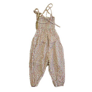 Amelia Girls Beige | Pink Romper size: 12-18 Months
